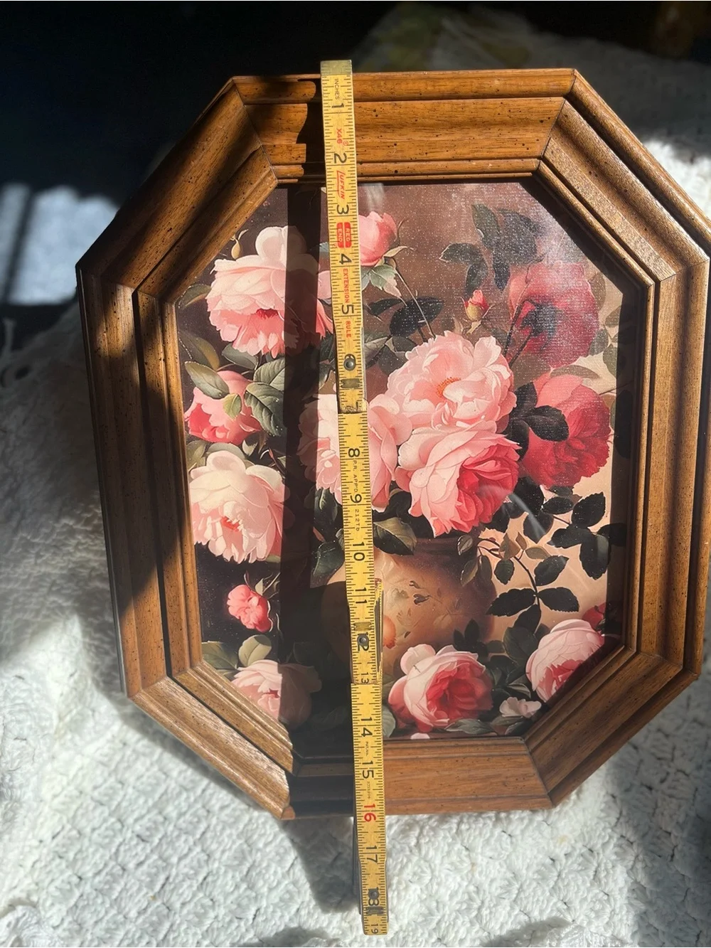 Framed Floral Canvas Print Wall Art - Pink Rose Bouquet